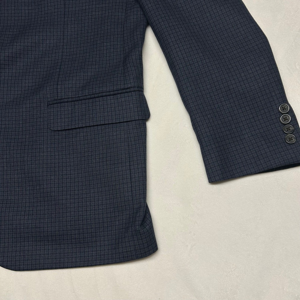 Chaps Mens Navy Blue Micro Check Blazer Sport Coat Jacket 42R Two Button - Picture 4 of 12
